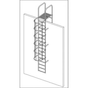 Наружная пожарная лестница Krause оцинкованная сталь, 15,96м 836052