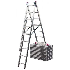 Алюминиевая трехсекционная лестница Krause Corda 3х6 с дополнительной функцией 013361