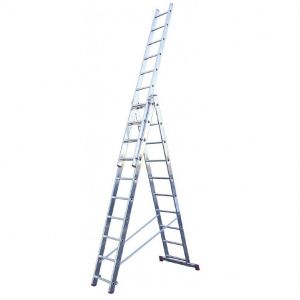 Алюминиевая трехсекционная лестница Krause Tribilo 3х10 129680/120618