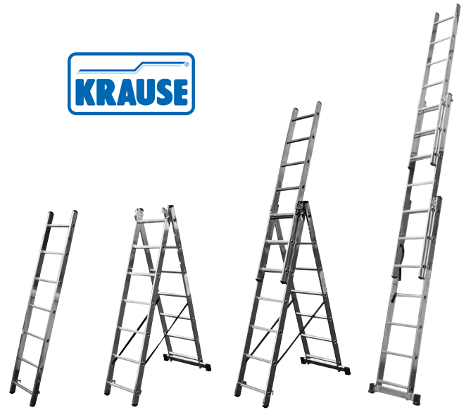 Алюминиевая трехсекционная лестница Krause Tribilo 3х8